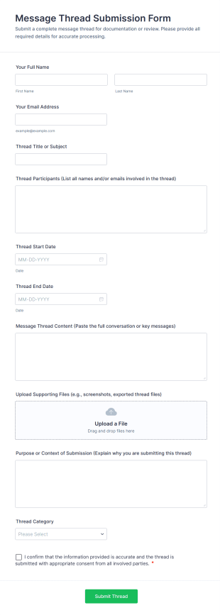 Message Thread Submission Form Template