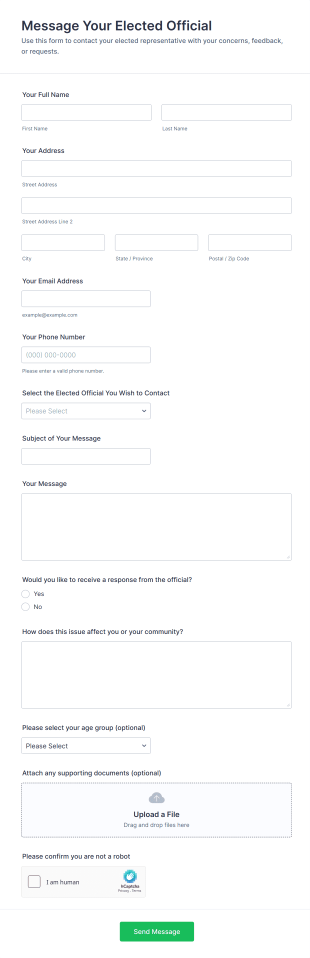 Message Your Elected Official Form Template