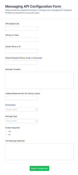 Messaging API Configuration Form Template