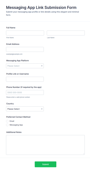 Messaging App Link Submission Form Template