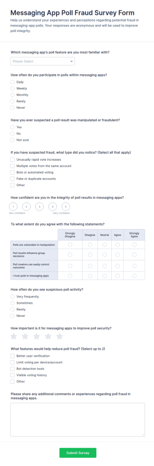 Messaging App Poll Fraud Survey Form Template