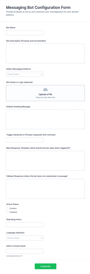 Messaging Bot Configuration Form Template