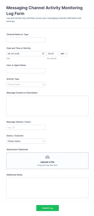 Messaging Channel Activity Monitoring Log Form Template