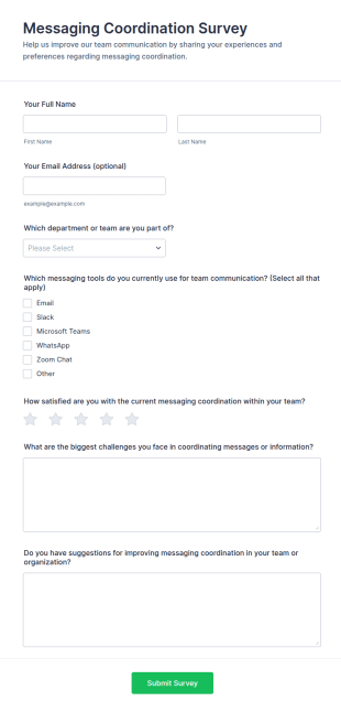 Messaging Coordination Survey Form Template