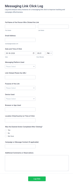 Messaging Link Click Log Form Template