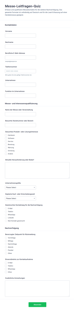 Messe Kontakt Quiz