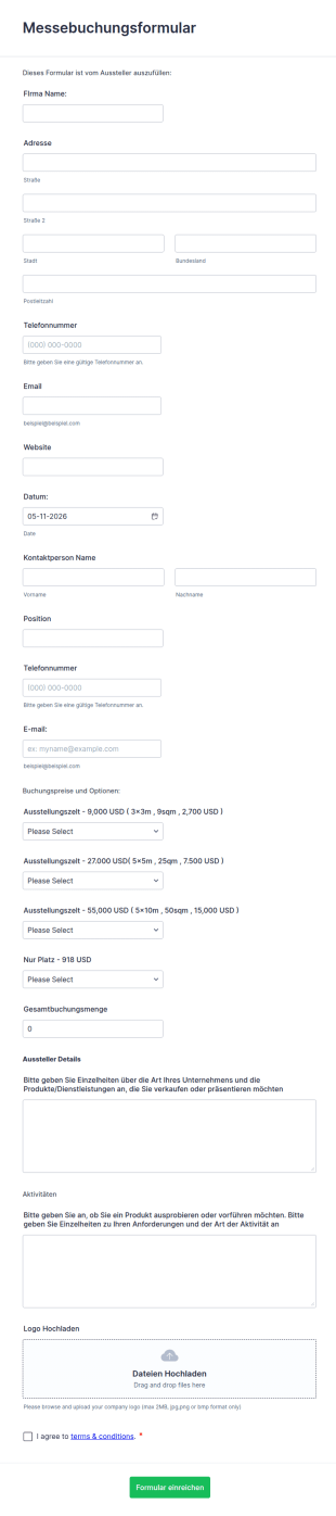 Messebuchungsformular