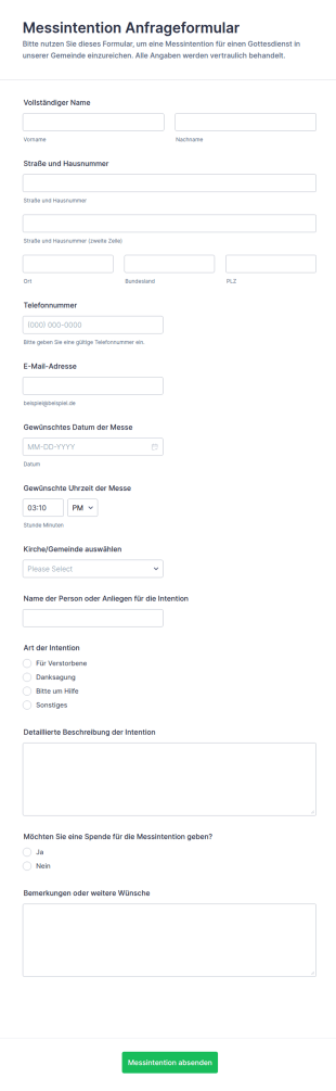 Messintention Anfrageformular