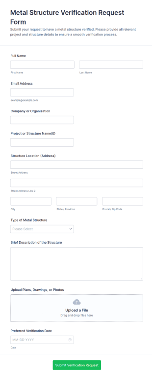 Metal Structure Verification Request Form Template