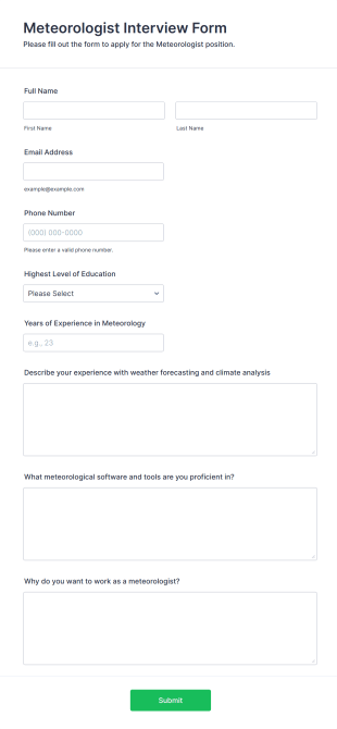 Meteorologist Interview Form Template