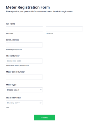 Meter Registration Form Template
