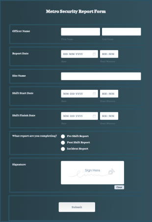 Metro Security Report Form Template