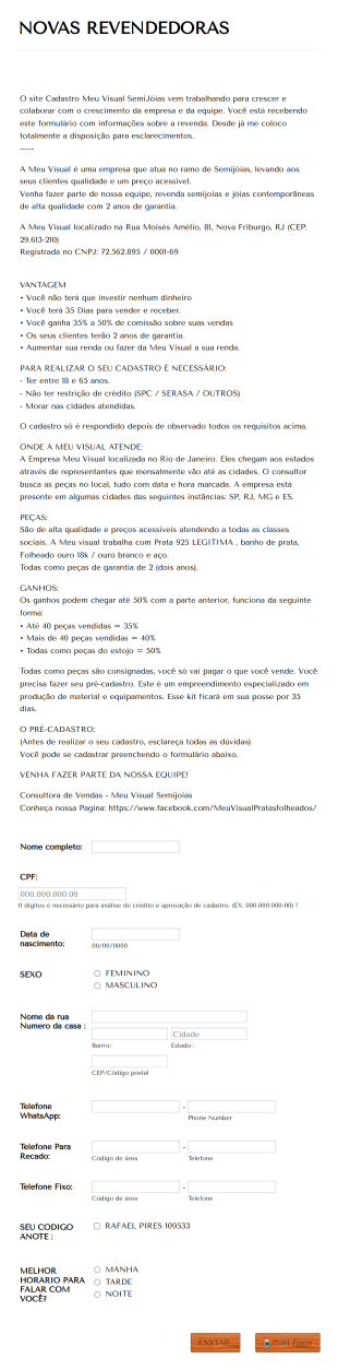Meu Visual Semijoias Form Template