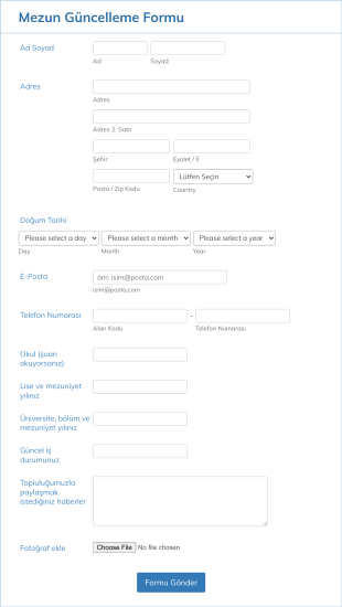 Mezun Bilgi Güncelleme Form Template