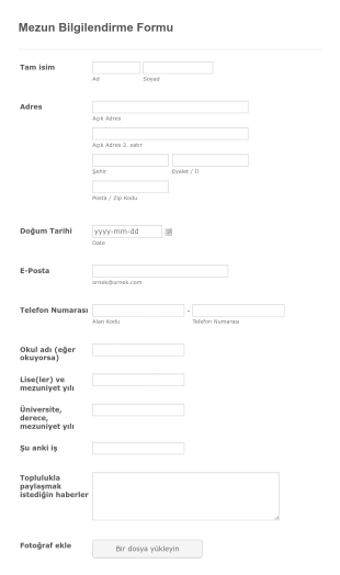 Mezun Güncelleme Form Template
