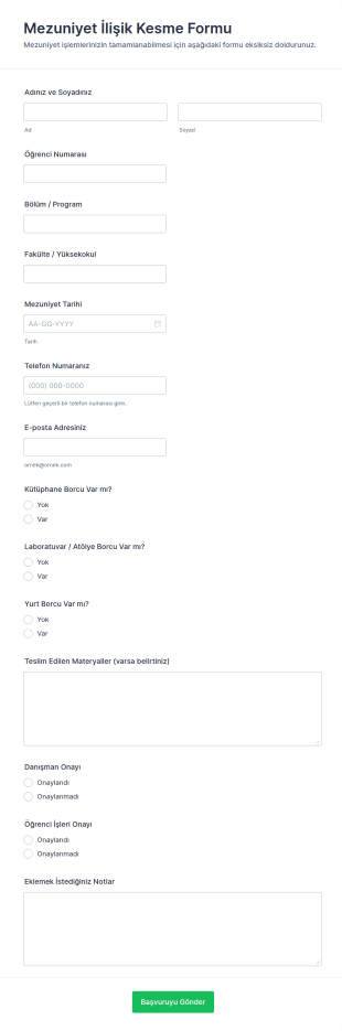 Mezuniyet Temizleme Formu 🎓 Form Şablonu