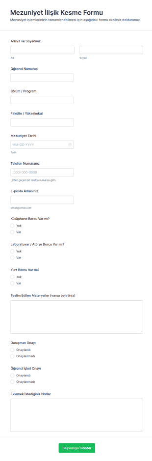 Mezuniyet Temizleme Formu 🎓 Form Şablonu
