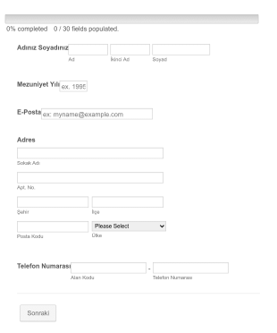 Mezunlar Derneği Güncelleme Form Template