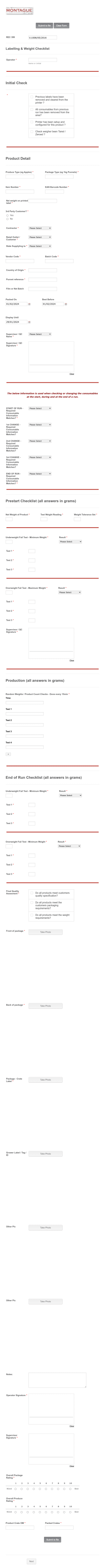 Product Evaluation Checklist Form Template