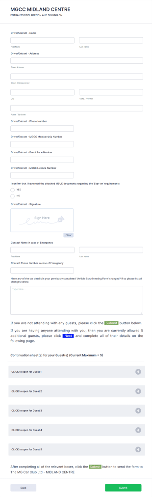 Motorsport Event Driver Declaration Form Template