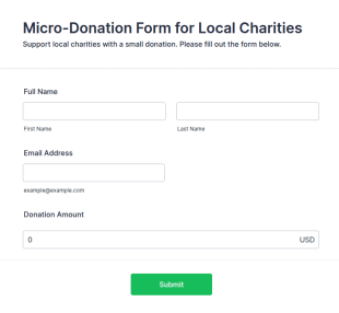 Micro Donation Form For Local Charities