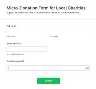 Micro Donation Form For Local Charities