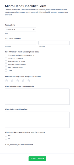 Micro Habit Checklist Form Template