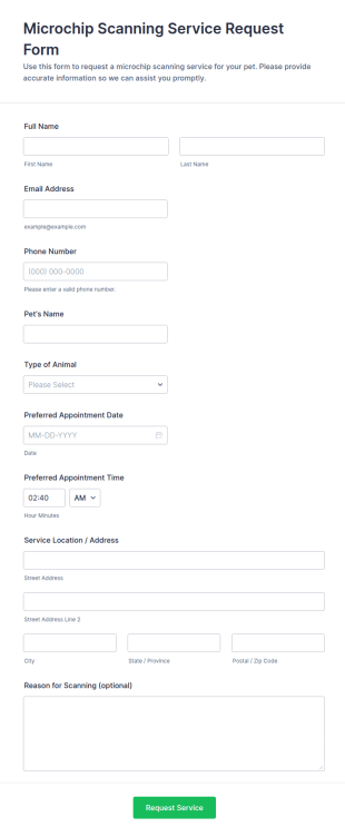 Microchip Scanning Service Request Form Template