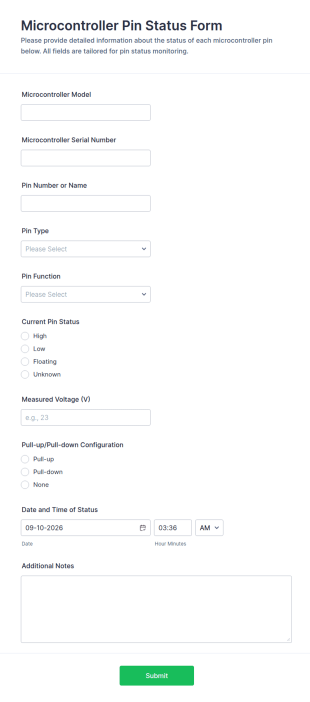 Microcontroller Pin Status Form Template