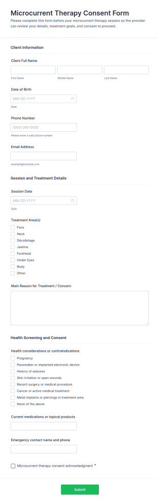 Microcurrent Therapy Consent Form Template