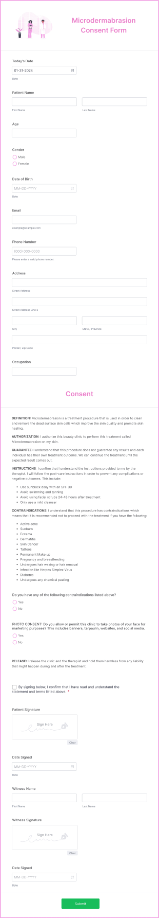 Microdermabrasion Consent Form Template