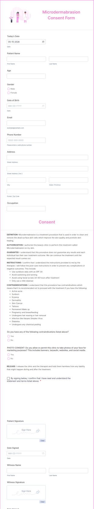 Microdermabrasion Consent Form Template