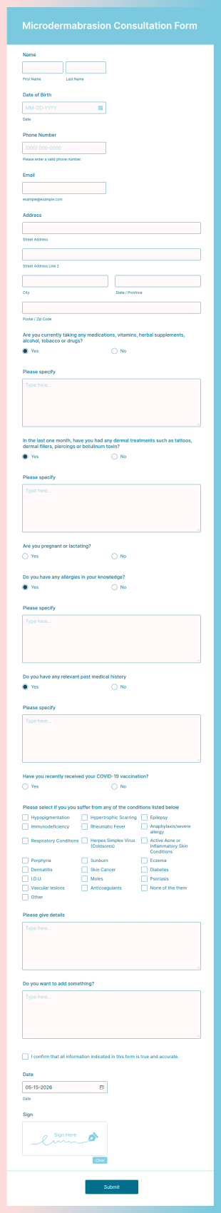Microdermabrasion Consultation Form Template