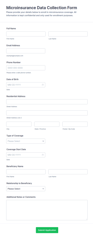 Microinsurance Data Collection Form Template