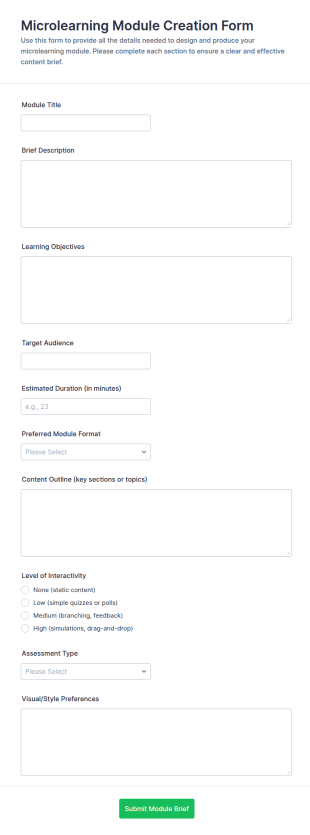 Microlearning Module Creation Form Template