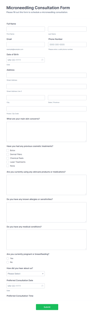 Microneedling Consultation Form Template
