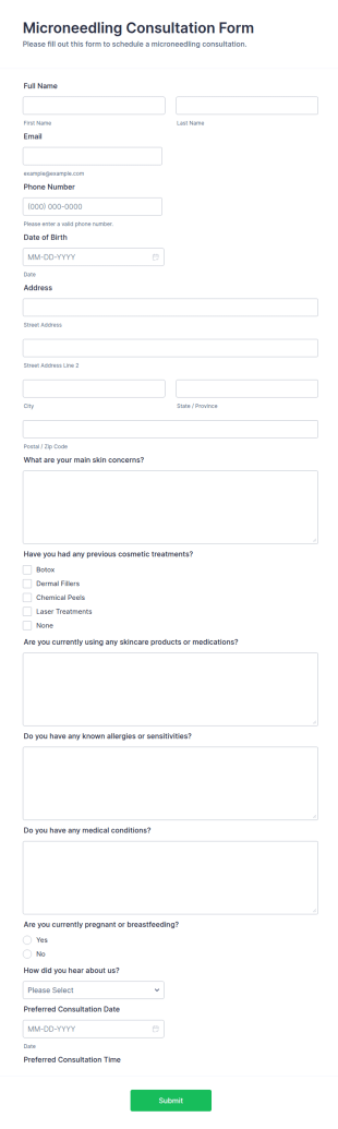 Microneedling Consultation Form Template
