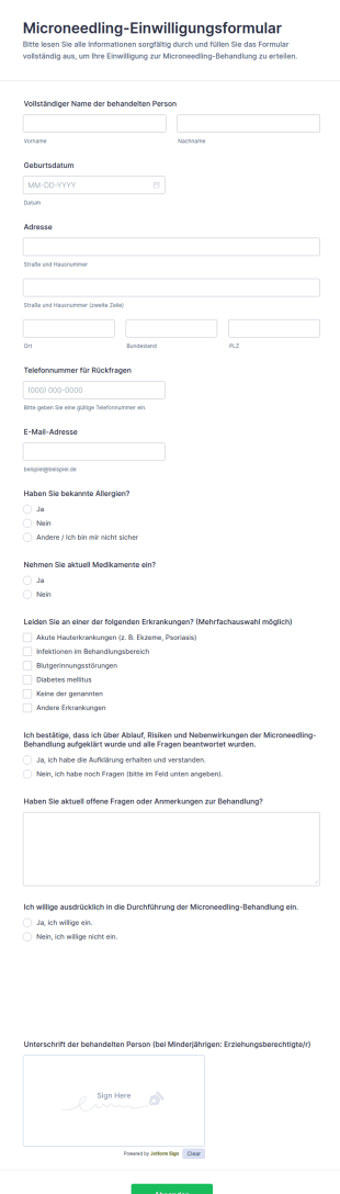 Microneedling Einwilligungsformular