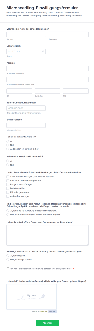 Microneedling Einwilligungsformular