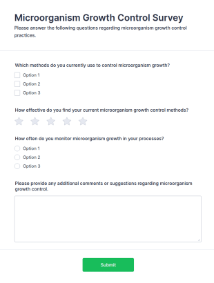 Microorganism Growth Control Survey Form Template