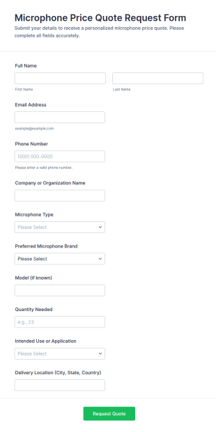 Microphone Price Quote Request Form Template