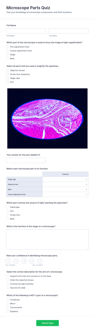 Microscope Parts Quiz Form Template