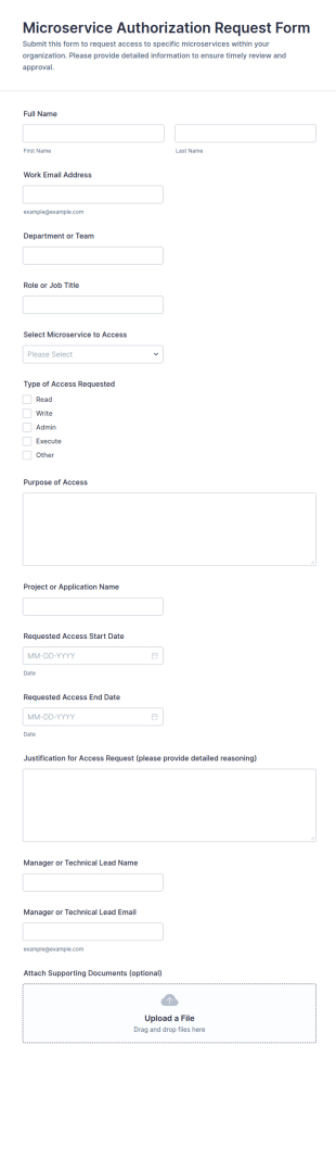 Microservice Authorization Request Form Template