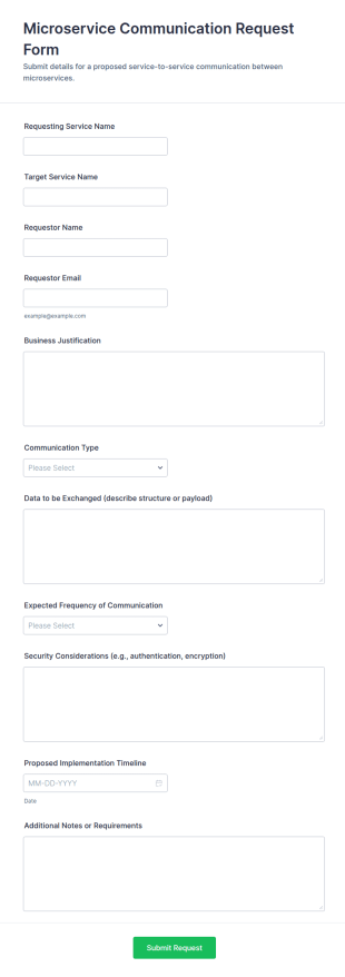 Microservice Communication Request Form Template