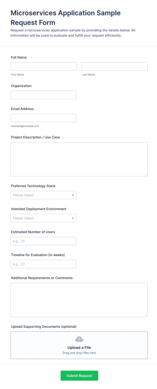 Microservices Application Sample Request Form Template