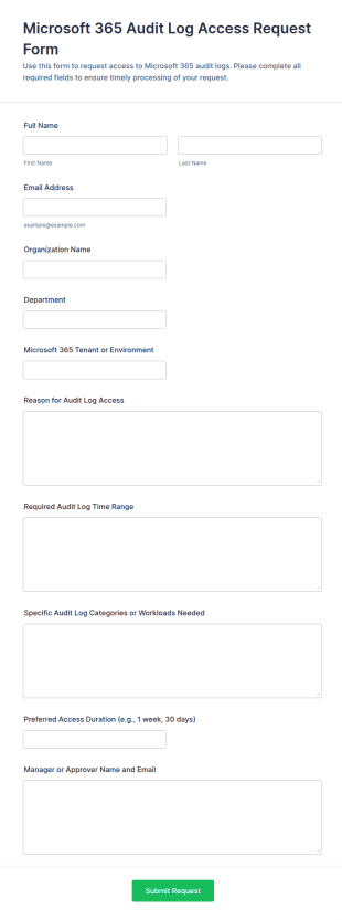 Microsoft 365 Audit Log Access Request Form Template