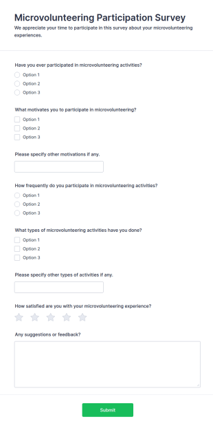 Microvolunteering Participation Survey Form Template