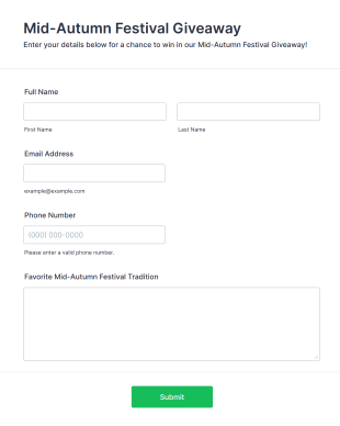 Mid Autumn Festival Giveaway Entry Form Template