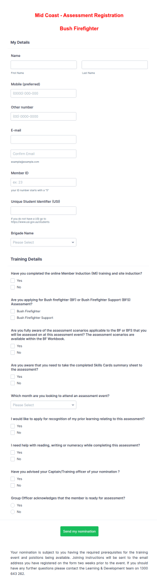 Firefighter Nomination Form Template
