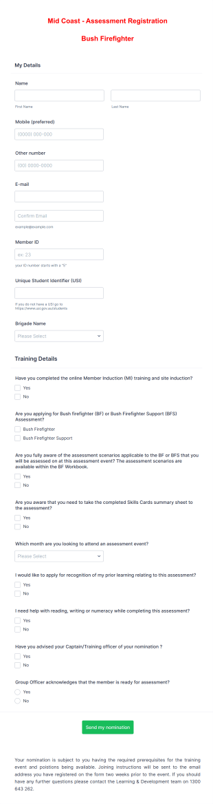 Firefighter Nomination Form Template